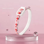Load image into Gallery viewer, Pink flea and tick repellent collar for dogs and cats with strawberry pattern on a pink background