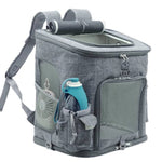Load image into Gallery viewer, Gray transparent cat backpack carrier with ventilation mesh and side pockets for small pets and travel accessories