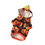 Load image into Gallery viewer, Halloween-themed pumpkin sweater with hood for small to large dogs and cats, cozy and festive pet clothing