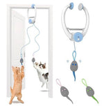 Load image into Gallery viewer, Battery powered interactive cat toy with hanging mice and automatic motion for indoor cat play on door holders.