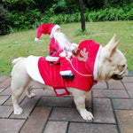 Load image into Gallery viewer, French Bulldog wearing a red Santa Claus and reindeer costume for Christmas holiday party dog apparel