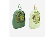 Load image into Gallery viewer, Portable mini handheld fans in green and light green colors with clip hooks for easy attachment