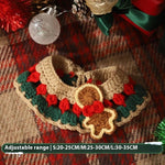 Load image into Gallery viewer, Handmade Christmas pet scarf with red, green, and beige knit design and festive gingerbread decorations for cats and dogs.