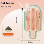 Load image into Gallery viewer, Interactive ice cream shaped cat scratcher with catnip ball and feather teaser stick measuring 16.4 by 8.4 cm