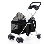 Load image into Gallery viewer, Lightweight folding pet stroller with mesh sides and canopy, cup holders, and easy assembly for small pets.