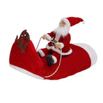 Load image into Gallery viewer, Santa Claus riding a reindeer dog costume in red and white holiday outfit for small to large dogs.