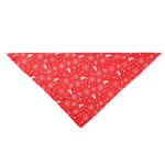 Load image into Gallery viewer, Red Christmas dog bandana with white snowflakes and festive holiday patterns, triangle pet scarf bib saliva towel.