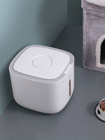 Load image into Gallery viewer, White sealed pet grain storage box for moistureproof dog and cat food with clear food level window