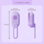 Load image into Gallery viewer, Purple cat steam brush with measurements showing 7.87 by 2.56 by 1.57 inches on a light purple background