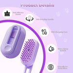 Load image into Gallery viewer, Purple Cat Steam Brush with soft silicone bristles, 360 rotating handle, USB charging, water spray, and non-slip sides