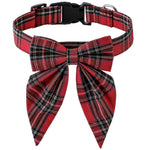 Load image into Gallery viewer, Adjustable red plaid Christmas dog bow tie collar for small to large dogs with quick-release buckle and metal ring.