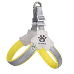 Load image into Gallery viewer, No-pull reflective pet harness in yellow and gray, adjustable and comfortable for dog and cat walking and training