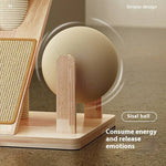 Load image into Gallery viewer, Sisal ball attached to wooden cat climbing frame for cats to play, expend energy, and release emotions.