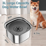 Load image into Gallery viewer, Large capacity 3-liter stainless steel dog water bowl with spill-proof slow water feeder and 8-inch square design.