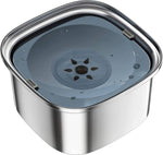 Load image into Gallery viewer, Large capacity stainless steel floating pet water bowl with spill-proof lid and slow water feeder design