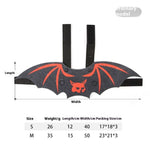 Load image into Gallery viewer, Black felt bat wings with orange cat design and straps for small and medium pets Halloween costume accessory