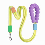 Load image into Gallery viewer, Heavy-duty yellow dog leash with non-slip purple foam handle and metal clip for secure pet control.