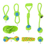Load image into Gallery viewer, Set of durable green and blue chew-resistant molar rope ball tug toys for large dogs, ideal for interactive play and chewing