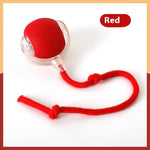 Load image into Gallery viewer, Red interactive cat toy ball with attached string for engaging feline playtime and exercise fun