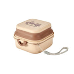 Load image into Gallery viewer, Beige Dog Travel Folding Bowl with brown accents, collapsible and portable for feeding pets during hikes or travel.