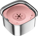 Load image into Gallery viewer, Large stainless steel floating pet water bowl with spill-proof design and slow water feeder for pets