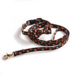Load image into Gallery viewer, Halloween pet collar and leash set with adjustable buckle and bowknot featuring pumpkin and ghost pattern