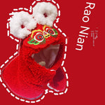 Load image into Gallery viewer, Red festive pet costume with embroidered antlers and colorful design for small to large cats and dogs.