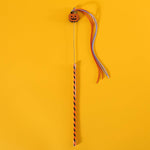Load image into Gallery viewer, Halloween cat teaser wand toy with sounding bell and festive pumpkin design on orange background