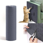 Load image into Gallery viewer, Dark grey Cat Scratcher Sofa Protector roll shown with cat scratching sofa and close-up of cutting the self-adhesive mat.