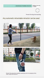 Load image into Gallery viewer, Person walking a dog using a hands-free wrist strap automatic retractable dog leash on a city sidewalk