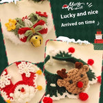Load image into Gallery viewer, Crocheted Christmas pet scarves featuring Santa, reindeer, and festive bell designs for dogs and cats winter wear.