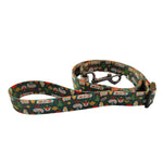 Load image into Gallery viewer, Christmas themed dog leash with festive holiday patterns in green, red, and white for small to large dogs