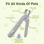 Load image into Gallery viewer, POT N PET™ 2-in-1 Pet Nail Clippers with LED Light features labeled parts including safety lock, splash guard, and adjustable grinder head for all pets.