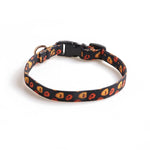 Load image into Gallery viewer, Adjustable Halloween pet collar with orange and yellow pumpkin and ghost pattern, featuring a black plastic buckle and metal ring.