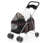 Load image into Gallery viewer, Lightweight folding pet stroller with mesh sides and canopy, easy to assemble for small dogs and cats on the go