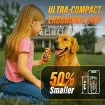 Load image into Gallery viewer, Compact ultrasonic dog training device with ergonomic grip, 50% smaller design for convenient everyday use by pet owners.