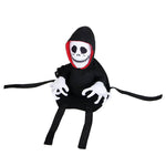 Load image into Gallery viewer, Halloween Pet Teddy Cape Costume with skeleton doll and adjustable straps. Lightweight and comfy for dogs and cats.