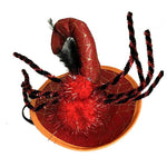 Load image into Gallery viewer, Red spider-themed Halloween pet hat with black and orange details for cats and small dogs dress up