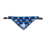 Load image into Gallery viewer, Blue triangular pet bandana with Japanese tang grass and cherry blossom pattern for dogs and cats