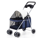 Load image into Gallery viewer, Lightweight folding pet stroller with mesh sides, sunshade canopy, and easy assembly for small pets on the go