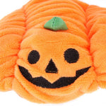 Load image into Gallery viewer, Close-up of a soft orange Halloween pumpkin hat with a smiling jack-o'-lantern face for pets costume accessory