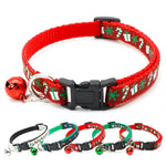 Load image into Gallery viewer, Red Christmas pet collar with bell and festive holiday patterns for dogs and cats holiday accessory