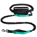 Load image into Gallery viewer, Hands-free reflective dog leash with retractable strong bungee cord and waist pouch for secure walking at night