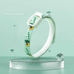 Load image into Gallery viewer, Avocado green flea and tick repellent collar for dogs and cats displayed on clear pedestal with water droplets.