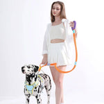 Load image into Gallery viewer, Woman holding heavy-duty orange dog leash with soft foam handle attached to Dalmatian wearing a harness