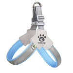 Load image into Gallery viewer, Adjustable no-pull reflective pet harness in blue and gray for comfortable dog and cat walking and training