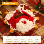 Load image into Gallery viewer, Red and white wool Christmas scarf with a Santa face decoration for pets, available in multiple sizes for cats and dogs.