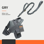 Load image into Gallery viewer, Gray heavy-duty tactical dog harness with adjustable straps and durable nylon leash for large and medium dogs