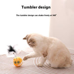 Load image into Gallery viewer, Cat playing with a rotating feather cat toy with tumbler design and 360-degree shaking interactive features.