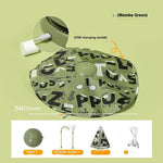 Load image into Gallery viewer, Mamba green USB rechargeable cat teaser self-turntable toy with feather necklace and fabric cover for interactive play